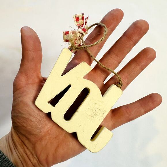 Primitive Farmhouse Christmas Wooden "JOY" Tree Ornament - Picture 5 of 5